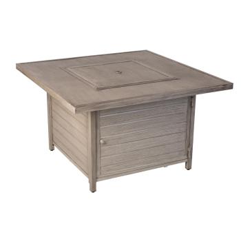 Fire Sense Langhorne 40 Inch 55 000 BTU Square Aluminum Propane Gas Fire Pit Table Barnwood Studio350