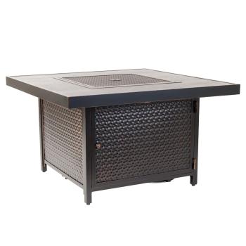 Fire Sense Weyland 40 Inch 55 000 BTU Square Aluminum Propane Gas Fire Pit Table Antique Bronze Studio350