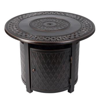 Fire Sense Wagner 33 Inch 37 000 BTU Round Aluminum Propane Gas Fire Pit Table Antique Bronze studio350