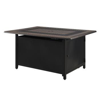 Fire Sense Perkins 48 Inch 55 000 BTU Rectangular Aluminum Propane Fire Pit Table Antique Bronze studio350