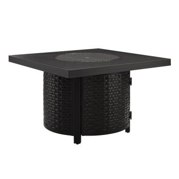Fire Sense Dalton 40 Inch 55 000 BTU Square Aluminum Propane Gas Fire Pit Table Antique Bronze studio350