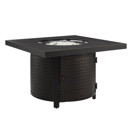 Fire Sense Yorke 40 Inch 55000 BTU Round Aluminum Propane Gas Fire Pit Table   Antique Bronze