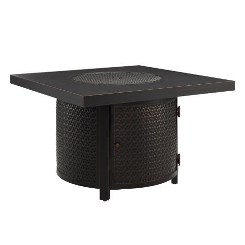 Fire Sense Yorke 40 Inch 55000 BTU Round Aluminum Propane Gas Fire Pit Table   Antique Bronze