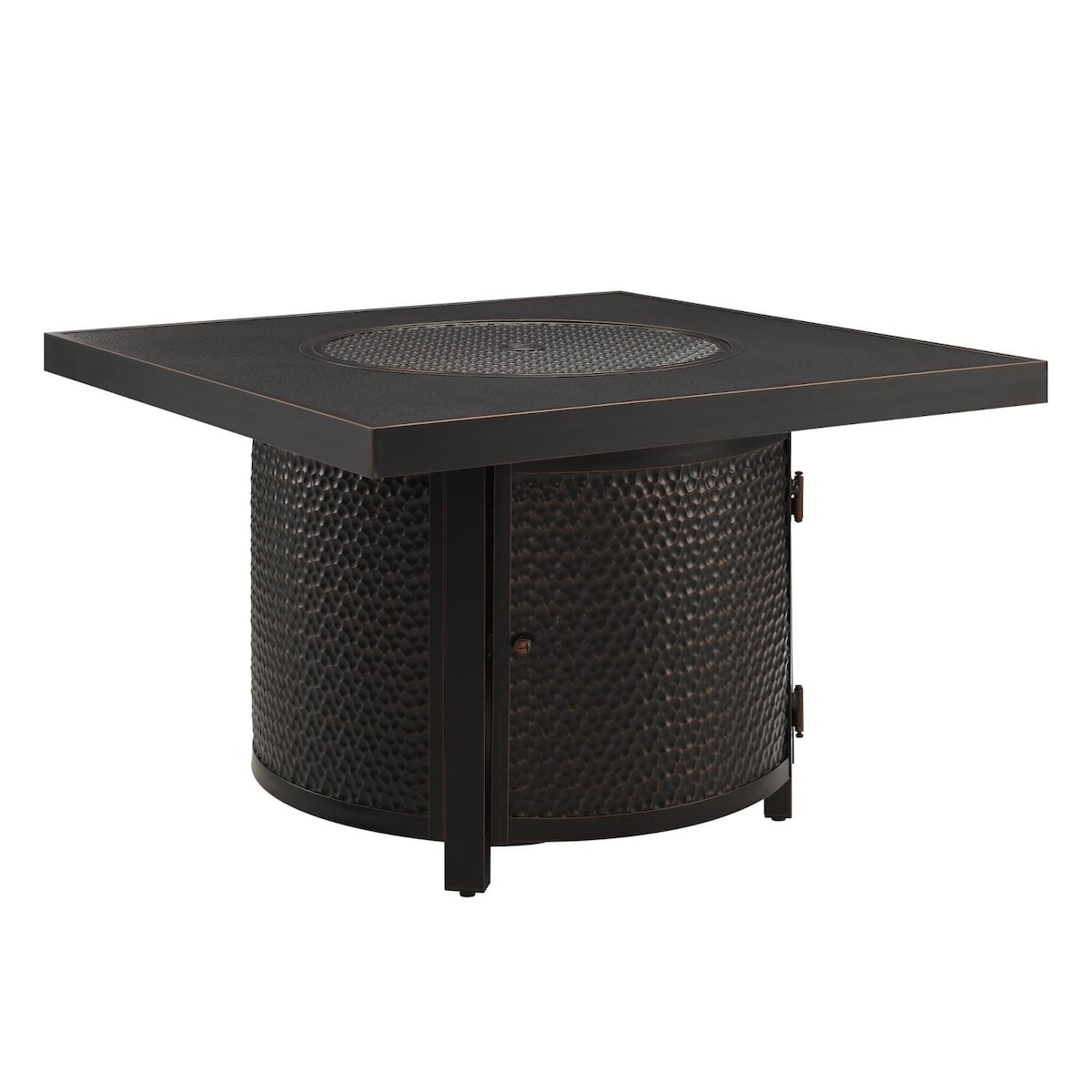 Fire Sense Yorke 40 Inch 55000 BTU Round Aluminum Propane Gas Fire Pit Table   Antique Bronze