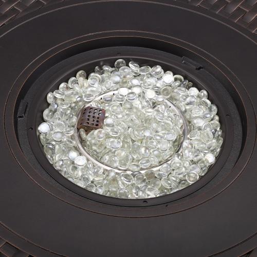 Fire Sense Hendricks 34 Inch 37000 BTU Round Aluminum Propane Gas Fire Pit Table   Antique Bronze