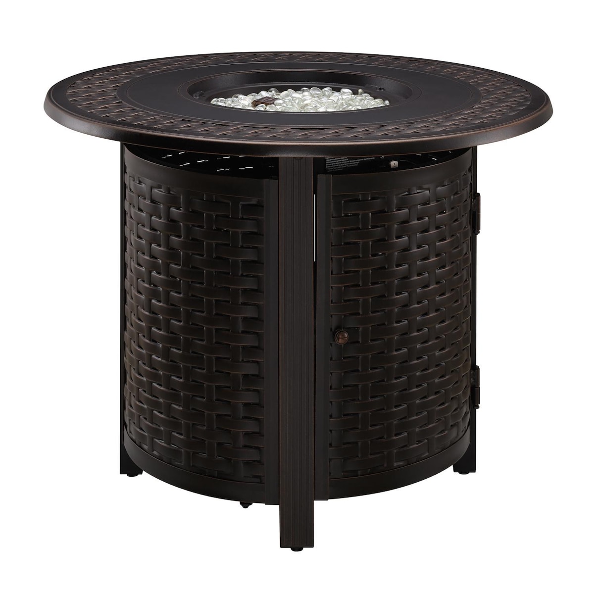 Fire Sense Hendricks 34 Inch 37000 BTU Round Aluminum Propane Gas Fire Pit Table   Antique Bronze