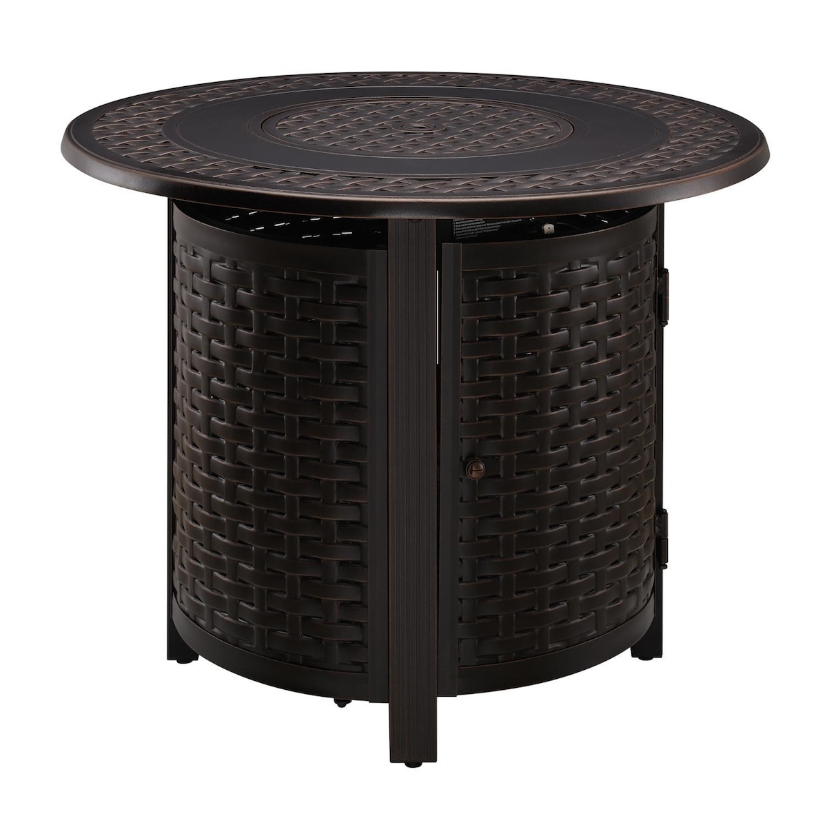 Fire Sense Hendricks 34 Inch 37000 BTU Round Aluminum Propane Gas Fire Pit Table   Antique Bronze
