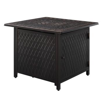 Fire Sense Cartney 32 Inch 37 000 BTU Square Aluminum Propane Gas Fire Pit Table Antique Bronze studio350