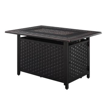 Fire Sense Albany 44 Inch 45 000 BTU Rectangular Aluminum Propane Fire Pit Table Antique Bronze studio350