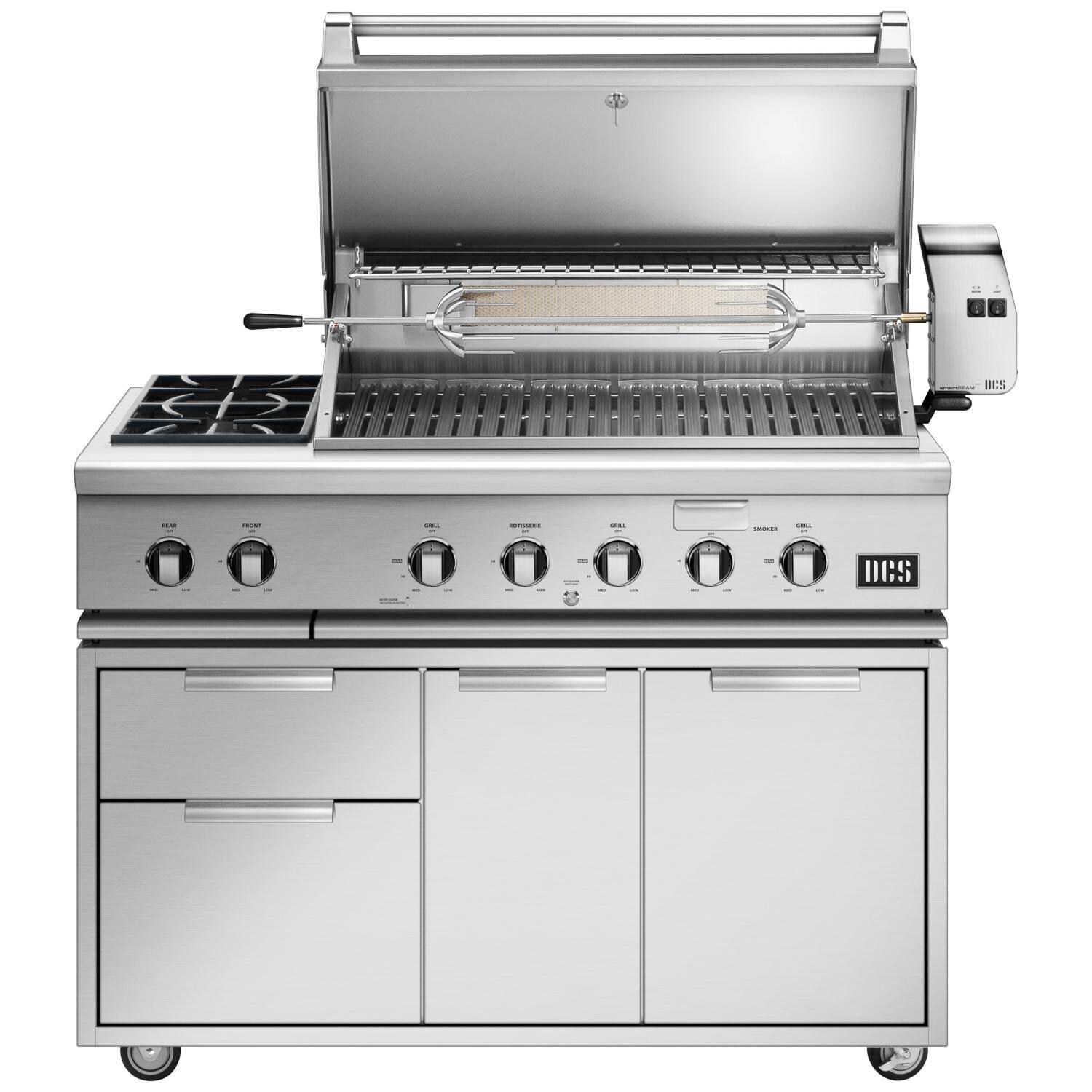 DCS 48 Inch Series 7 Freestanding Propane Gas Grill with Double Side Burner  and  Rotisserie