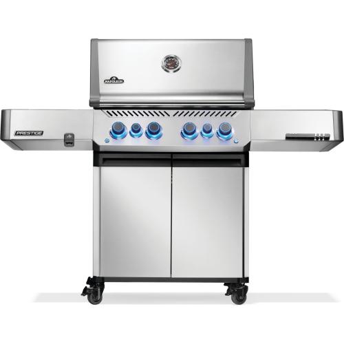 Napoleon Prestige 500 Propane Gas Grill with Infrared Side Burner and Infrared Rear Burner  and  Rotisserie Kit   Stainless Steel