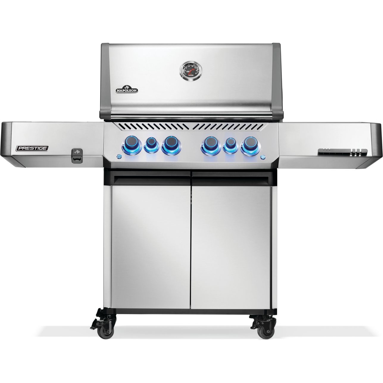 Napoleon Prestige 500 Propane Gas Grill with Infrared Side Burner and Infrared Rear Burner  and  Rotisserie Kit   Stainless Steel