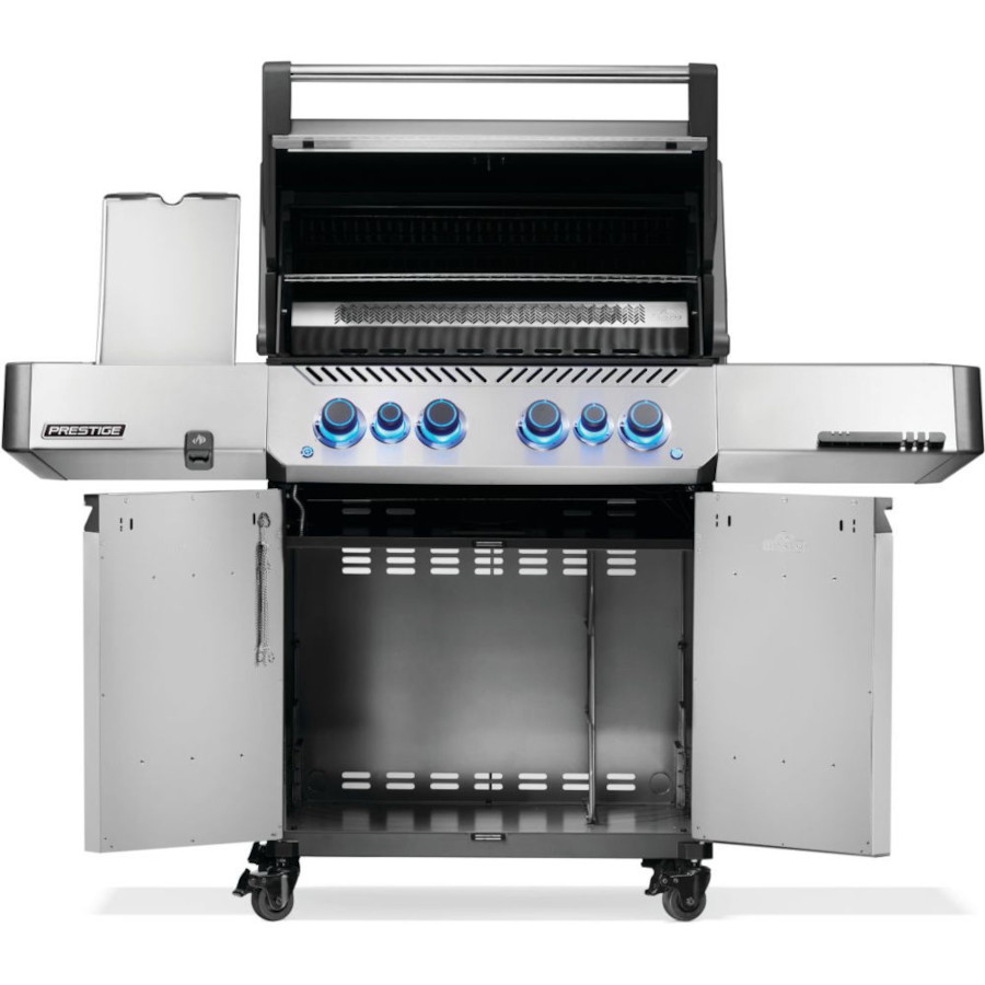 Napoleon Prestige 500 Propane Gas Grill with Infrared Side Burner and Infrared Rear Burner  and  Rotisserie Kit   Stainless Steel