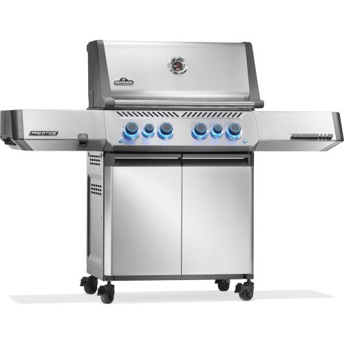 Napoleon Prestige 500 Propane Gas Grill with Infrared Side Burner and Infrared Rear Burner  and  Rotisserie Kit   Stainless Steel