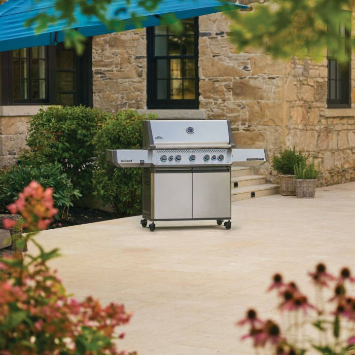 Napoleon Prestige 665 Propane Gas Grill with Infrared Side Burner and Infrared Rear Burner  and  Rotisserie Kit   Stainless Steel