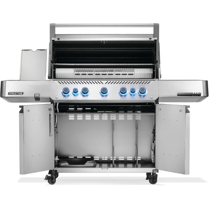 Napoleon Prestige 665 Propane Gas Grill with Infrared Side Burner and Infrared Rear Burner  and  Rotisserie Kit   Stainless Steel