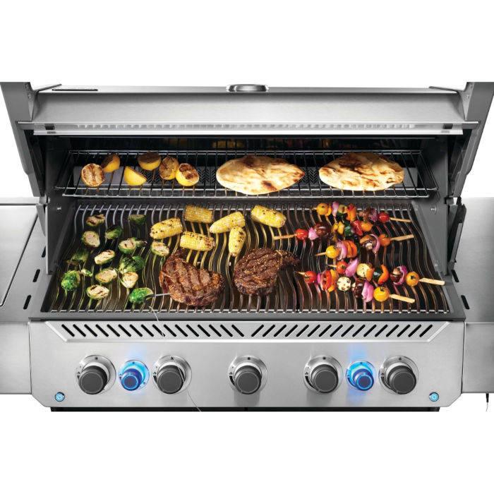 Napoleon Prestige 665 Propane Gas Grill with Infrared Side Burner and Infrared Rear Burner  and  Rotisserie Kit   Stainless Steel