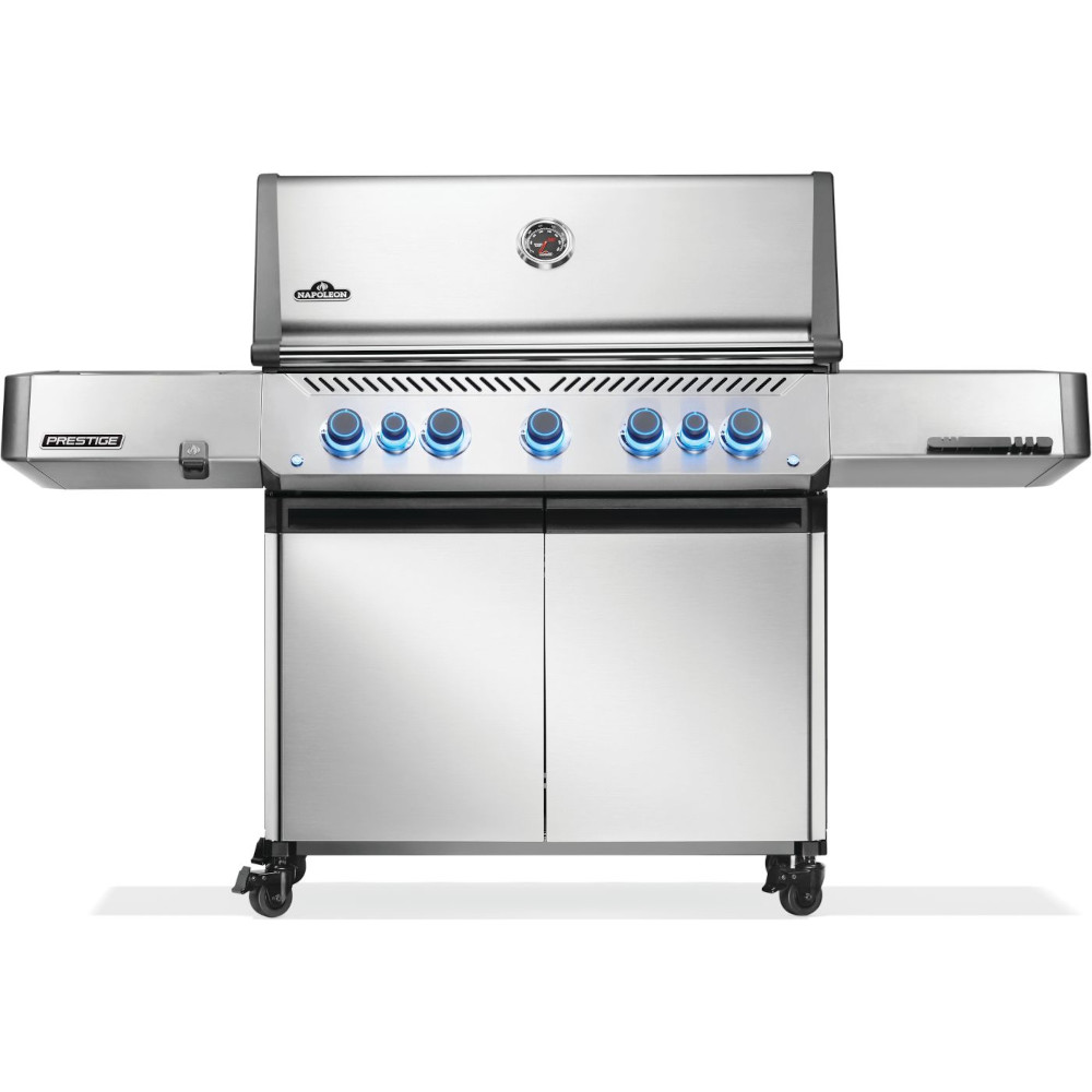 Napoleon Prestige 665 Propane Gas Grill with Infrared Side Burner and Infrared Rear Burner  and  Rotisserie Kit   Stainless Steel