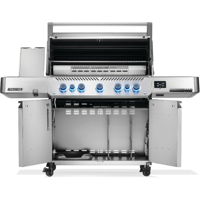 Napoleon Prestige 665 Connected Natural Gas Grill with Infrared Side Burner and Infrared Rear Burner  and  Rotisserie Kit   Stainless Steel