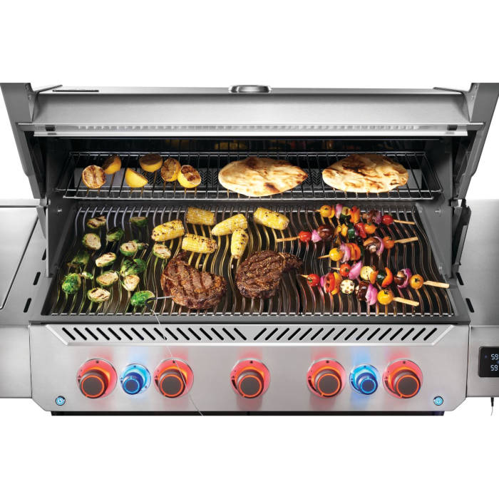 Napoleon Prestige 665 Connected Natural Gas Grill with Infrared Side Burner and Infrared Rear Burner  and  Rotisserie Kit   Stainless Steel