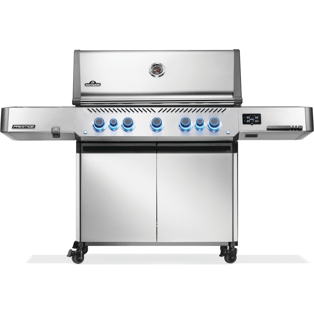 Napoleon Prestige 665 Connected Natural Gas Grill with Infrared Side Burner and Infrared Rear Burner  and  Rotisserie Kit   Stainless Steel