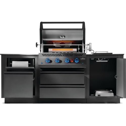 Napoleon Oasis 300 Outdoor Kitchen Island Bundle with Phantom Built In 700 Series 32 Inch Natural Gas Grill with Infrared Rear Burner   Matte Black