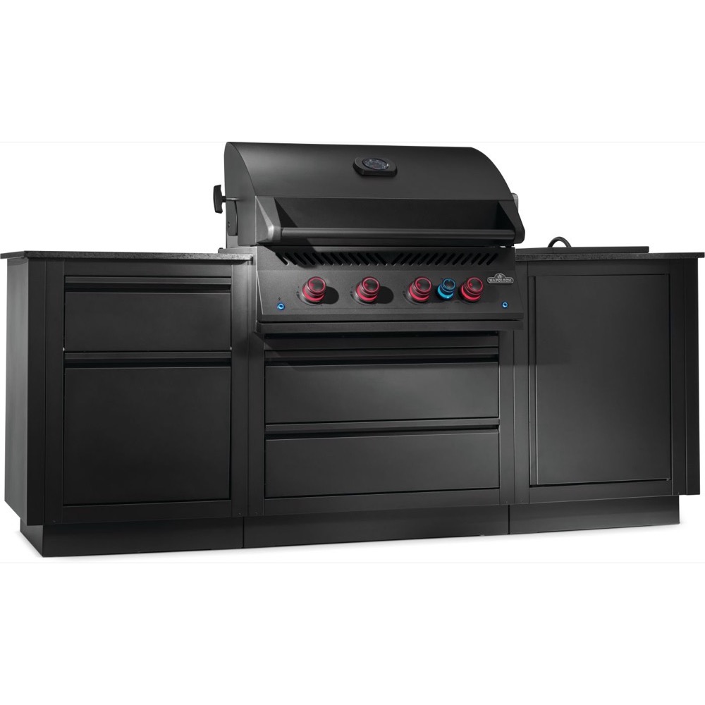 Napoleon Oasis 300 Outdoor Kitchen Island Bundle with Phantom Built In 700 Series 32 Inch Propane Gas Grill with Infrared Rear Burner   Matte Black