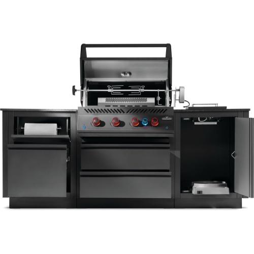 Napoleon Oasis 300 Outdoor Kitchen Island Bundle with Phantom Built In 700 Series 32 Inch Propane Gas Grill with Infrared Rear Burner   Matte Black