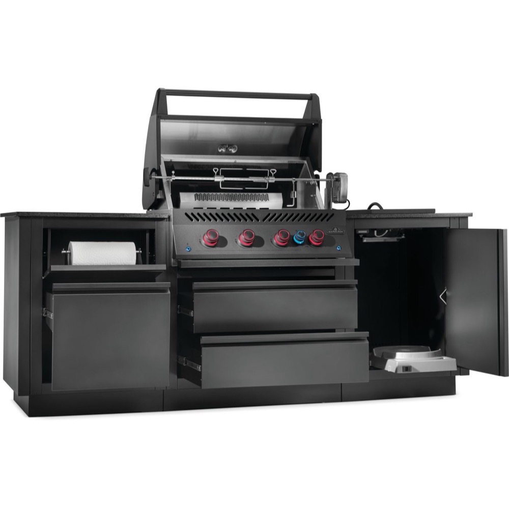 Napoleon Oasis 300 Outdoor Kitchen Island Bundle with Phantom Built In 700 Series 32 Inch Propane Gas Grill with Infrared Rear Burner   Matte Black