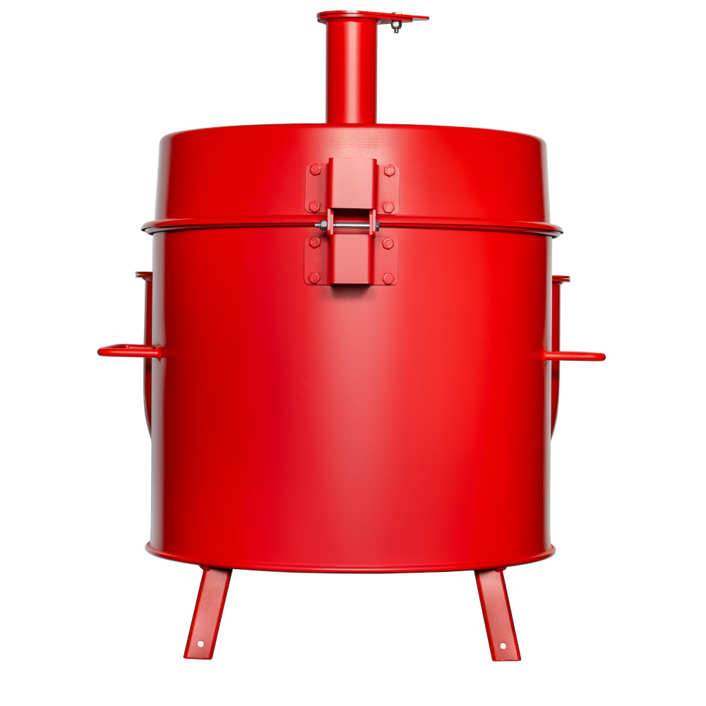 Gateway Drum Smokers 15 Gallon Go2 Charcoal BBQ Smoker  and  Grill   Matte Red