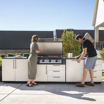 Blackstone 11 Foot Outdoor Kitchen Island with 36 Inch Built In Flat Top Gas Griddle Lifestyle350