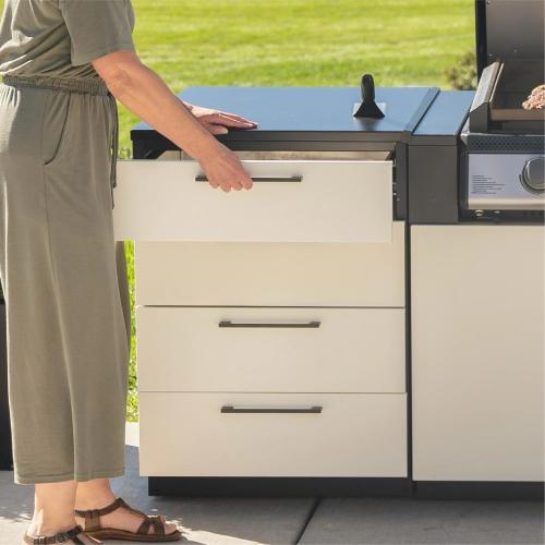 Blackstone 12 Foot L Shaped Outdoor Kitchen Island with 36 Inch Built In Flat Top Propane Gas Griddle