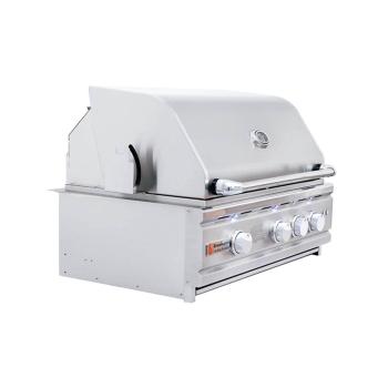 RCS Cutlass Pro 30 Inch Built In Gas Grill Ceramic Briquette Tray Flame Tamers Angle350