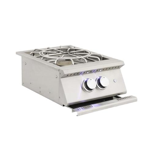 RCS Premier Pro 60000 BTU Stainless Steel Propane Gas Power Burner with LED Lighting  and  Stainless Steel Lid
