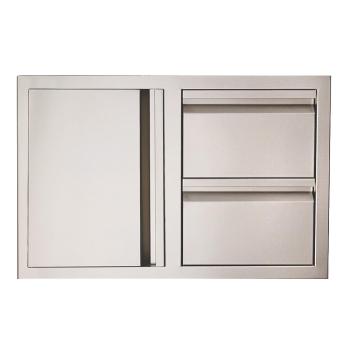 RCS Valiant Series 33 Inch Stainless Steel Double Drawer and Door Combo Soft Close Left Hinge350