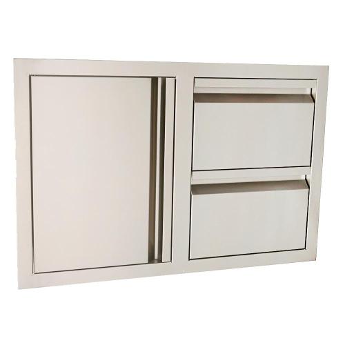 RCS Valiant Series 33 Inch Stainless Steel Double Drawer  and  Door Combo   Soft Close   Left Hinge