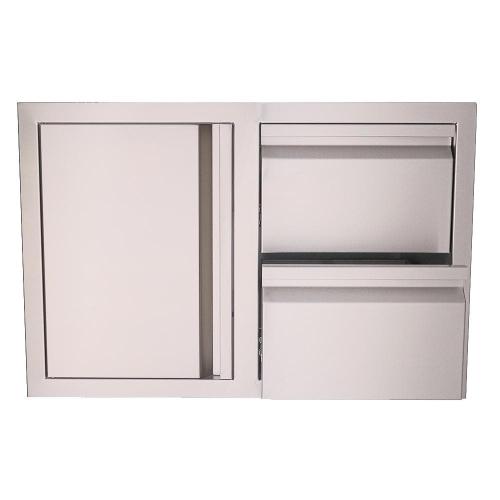 RCS Valiant Series 33 Inch Stainless Steel Double Drawer  and  Door Combo   Soft Close   Left Hinge