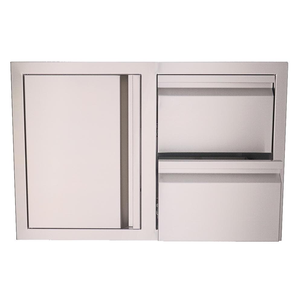 RCS Valiant Series 33 Inch Stainless Steel Double Drawer  and  Door Combo   Soft Close   Left Hinge