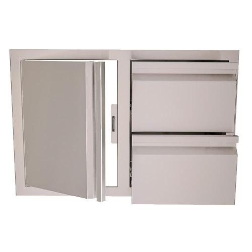 RCS Valiant Series 33 Inch Stainless Steel Double Drawer  and  Door Combo   Soft Close   Left Hinge