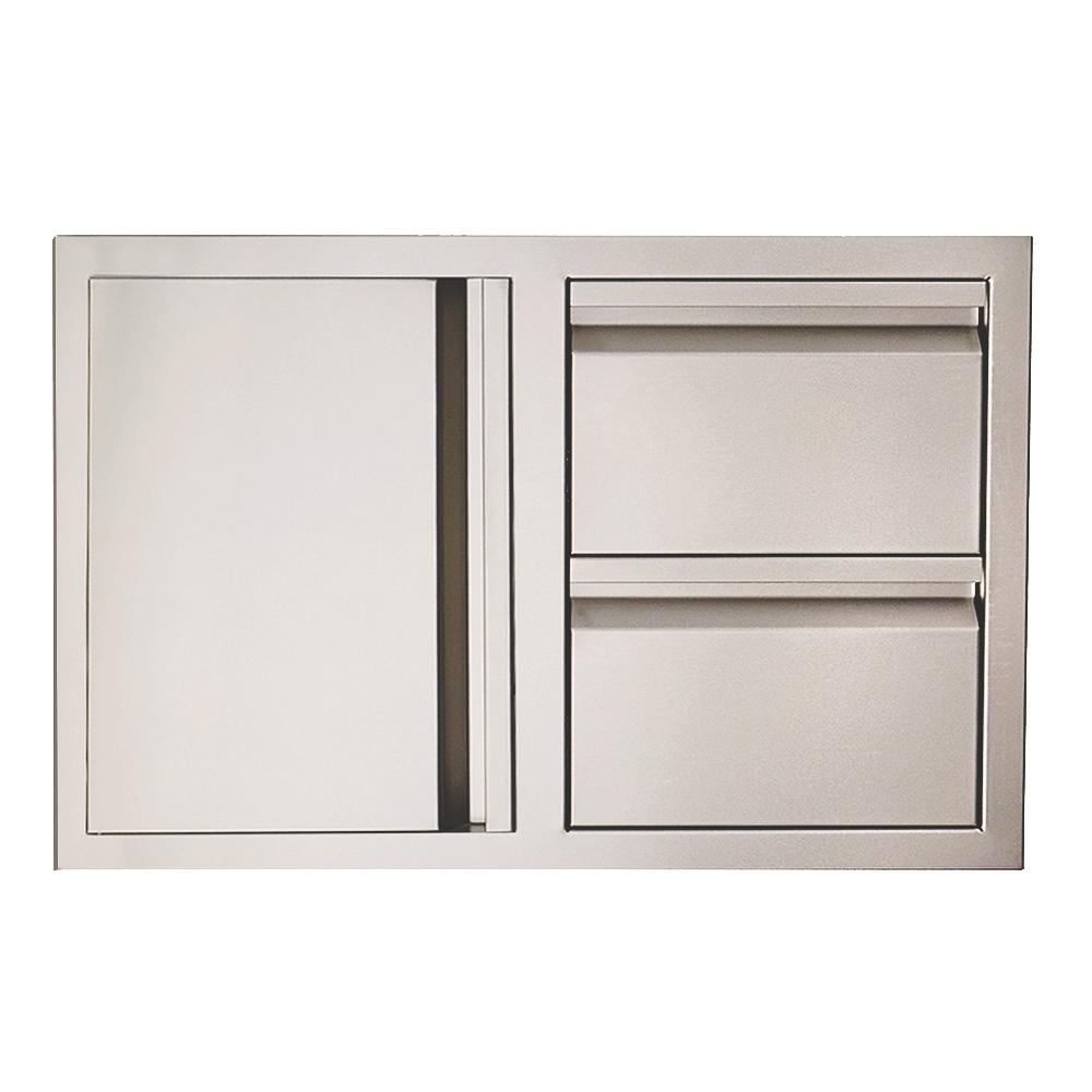RCS Valiant Series 33 Inch Stainless Steel Double Drawer  and  Door Combo   Soft Close   Left Hinge