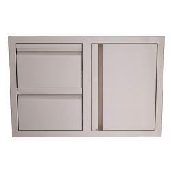 RCS Valiant Series 33 Inch Stainless Steel Double Drawer and Door Combo Soft Close Right Hinge250