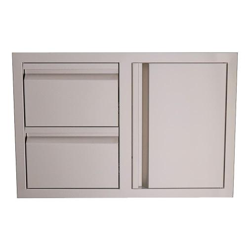 RCS Valiant Series 33 Inch Stainless Steel Double Drawer  and  Door Combo   Soft Close   Right Hinge