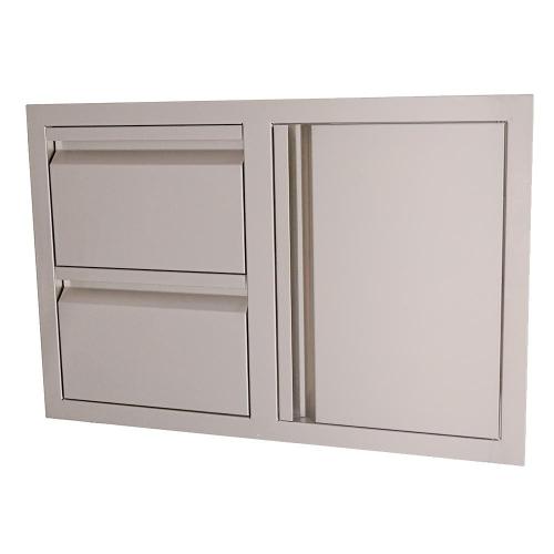 RCS Valiant Series 33 Inch Stainless Steel Double Drawer  and  Door Combo   Soft Close   Right Hinge