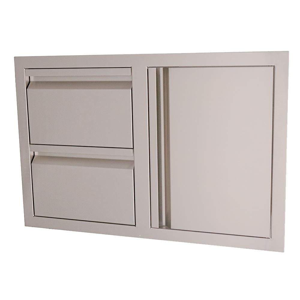 RCS Valiant Series 33 Inch Stainless Steel Double Drawer  and  Door Combo   Soft Close   Right Hinge
