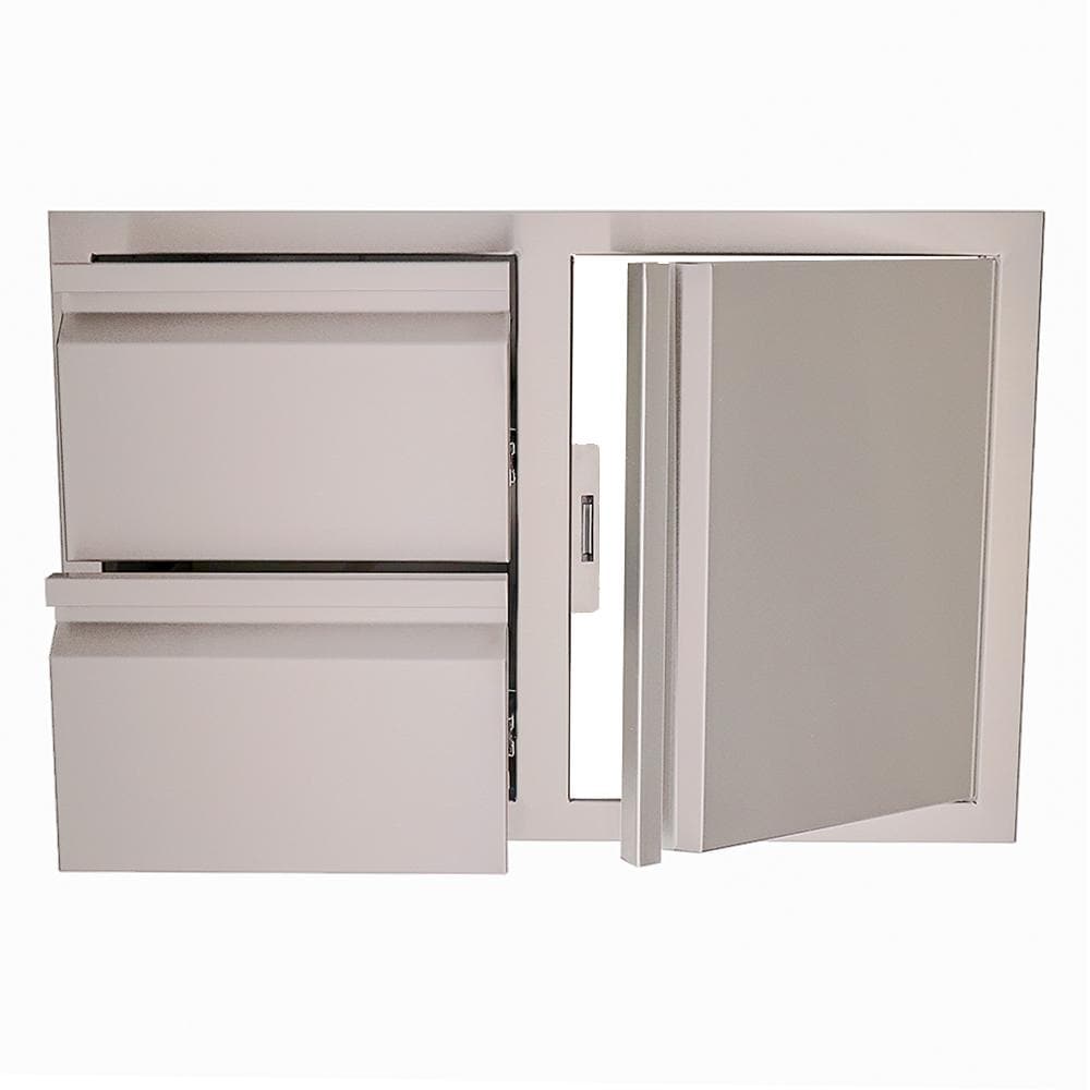 RCS Valiant Series 33 Inch Stainless Steel Double Drawer  and  Door Combo   Soft Close   Right Hinge