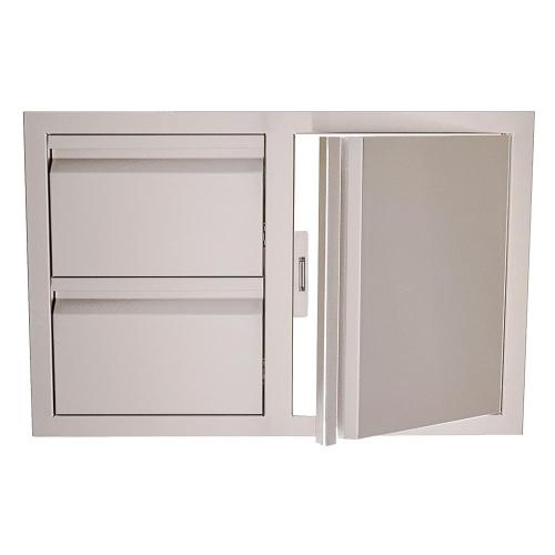 RCS Valiant Series 33 Inch Stainless Steel Double Drawer  and  Door Combo   Soft Close   Right Hinge