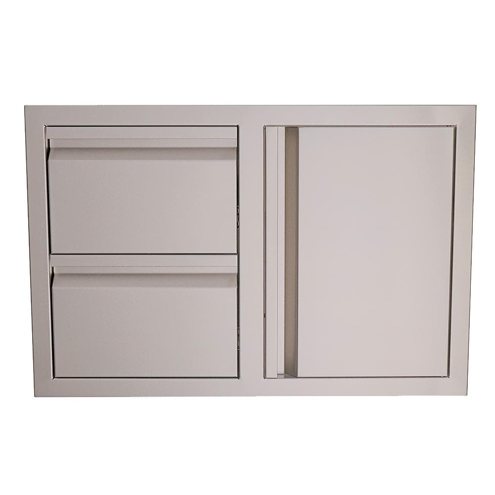 RCS Valiant Series 33 Inch Stainless Steel Double Drawer  and  Door Combo   Soft Close   Right Hinge