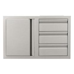 RCS Valiant Series 33 Inch Stainless Steel Triple Drawer and Door Combo Soft Close Left Hinge250