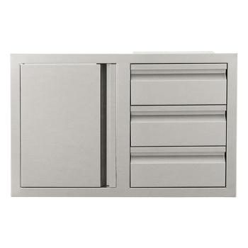 RCS Valiant Series 33 Inch Stainless Steel Triple Drawer and Door Combo Soft Close Left Hinge350