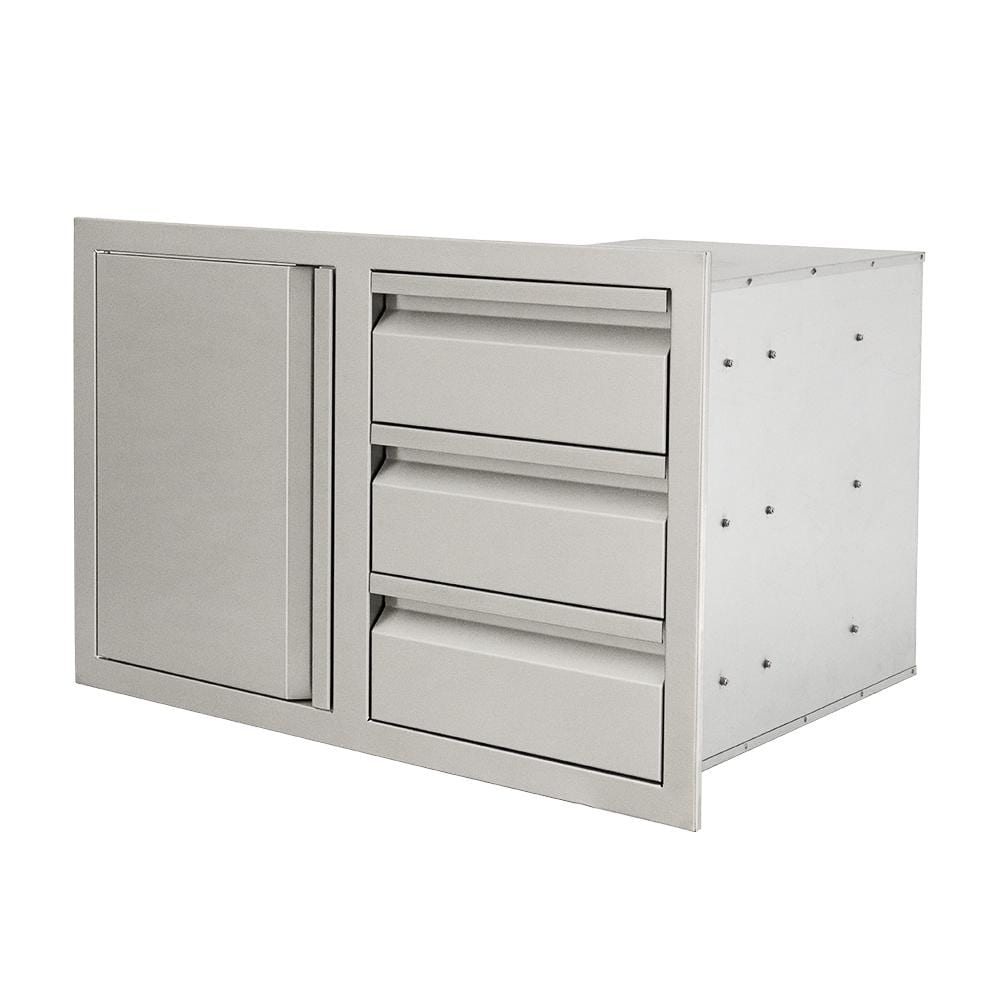 RCS Valiant Series 33 Inch Stainless Steel Triple Drawer  and  Door Combo   Soft Close   Left Hinge